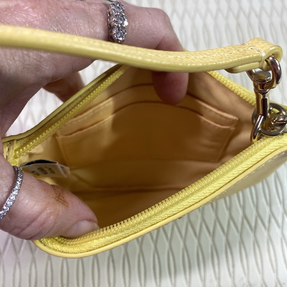 Coach Womens Corner Zip Wristlet‎ in Bright Yellow Wallet Leather 4.5x6" - Picture 7 of 12